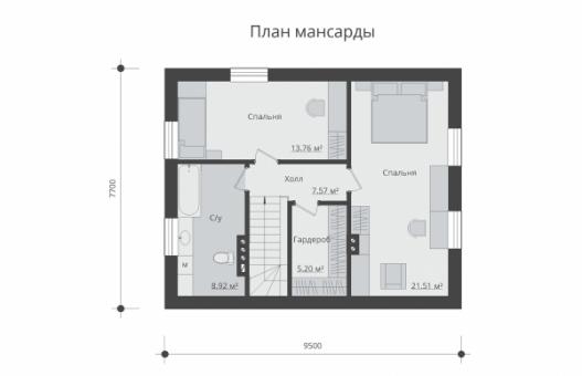 Дом с мансардой и террасой